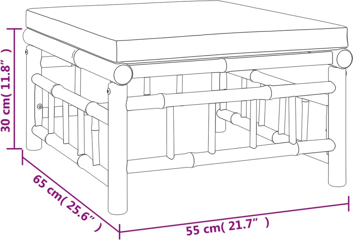 vidaXL 5-delige Loungeset met kussens bamboe donkergrijs - Bruin