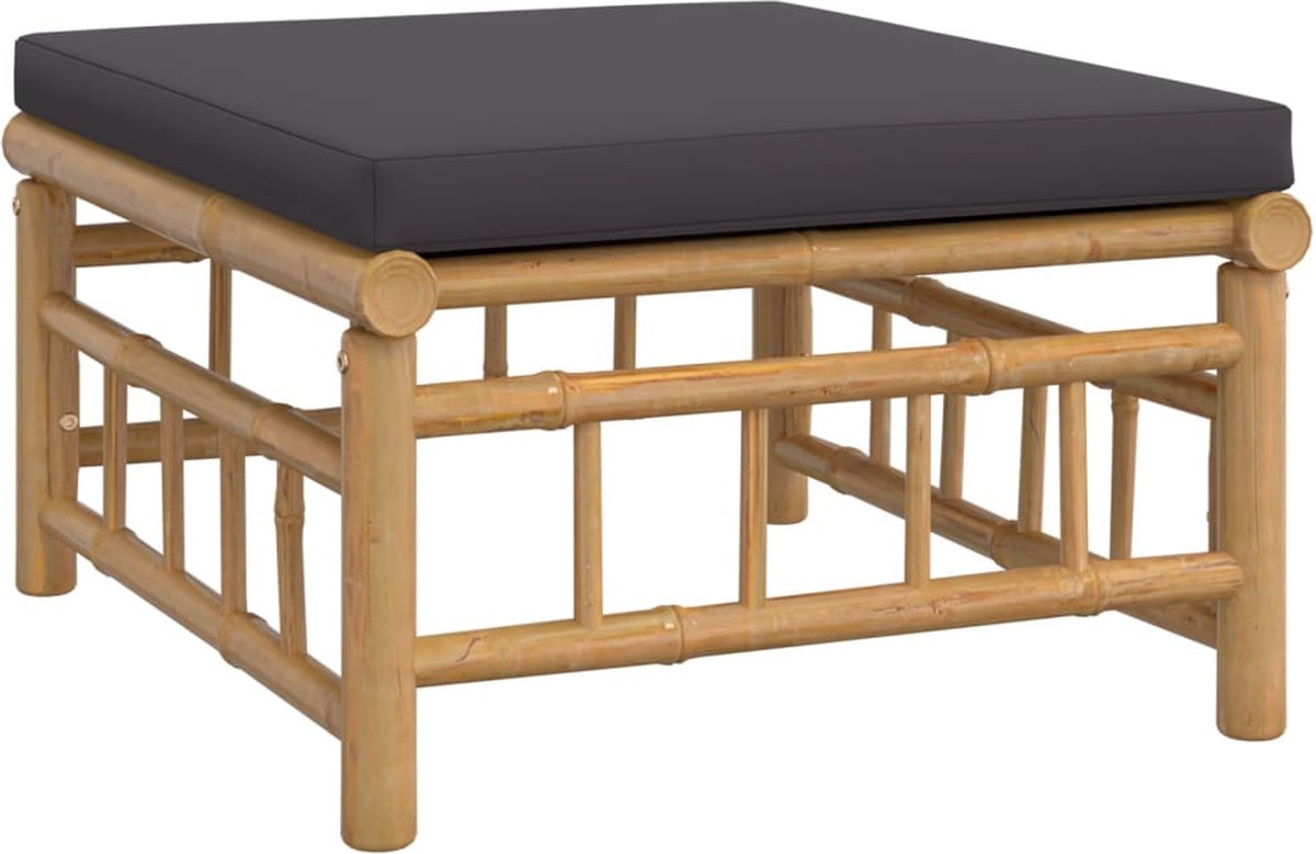 vidaXL 5-delige Loungeset met kussens bamboe donkergrijs - Bruin