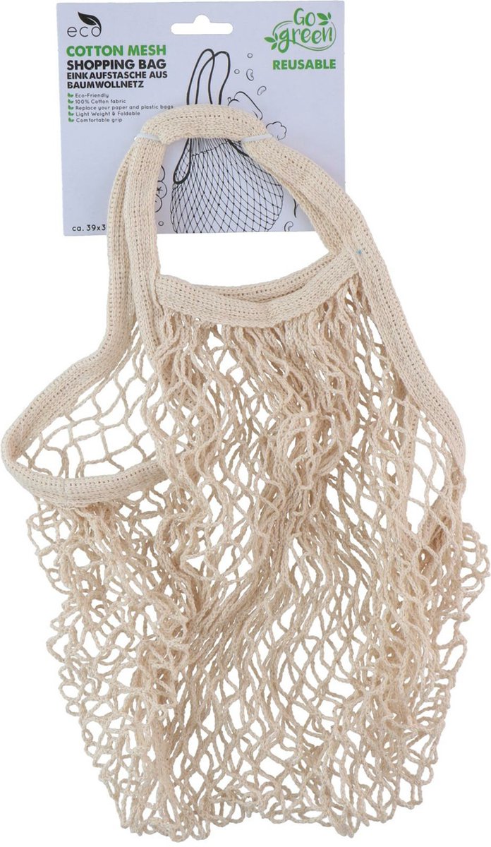 Boodschappentas - 2x - gehaakt - katoen - herbruikbaar - 39 cm - Boodschappentassen