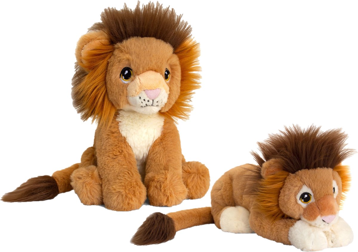 Keel Toys - Pluche knuffel dieren set 2x leeuwen 18 en 35 cm - Knuffeldier
