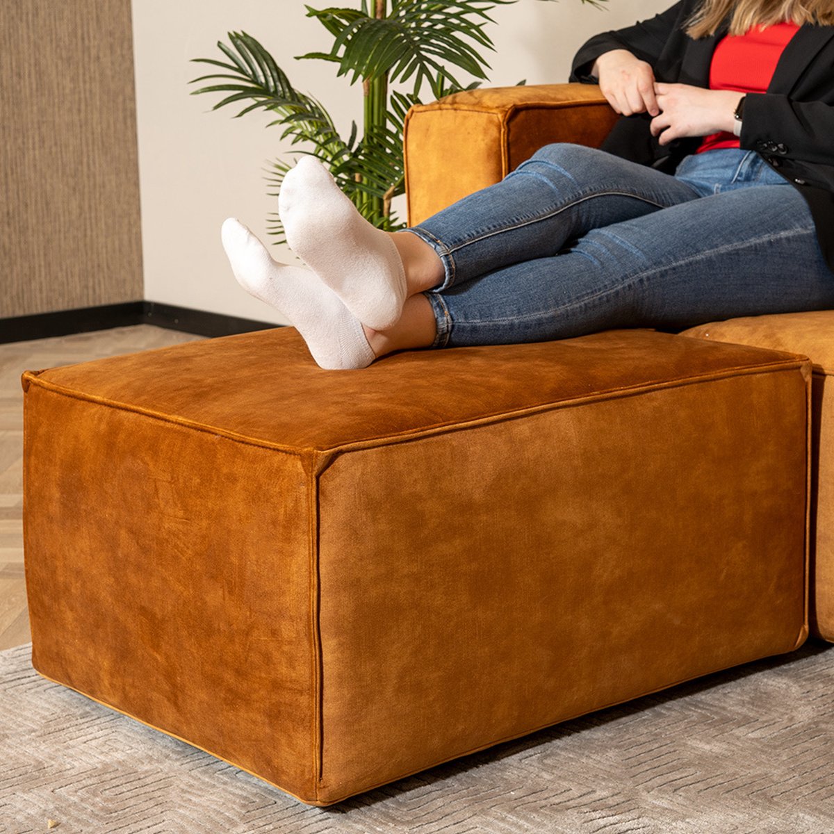 Bronx71 Hocker Memphis eco-leer - Bruin