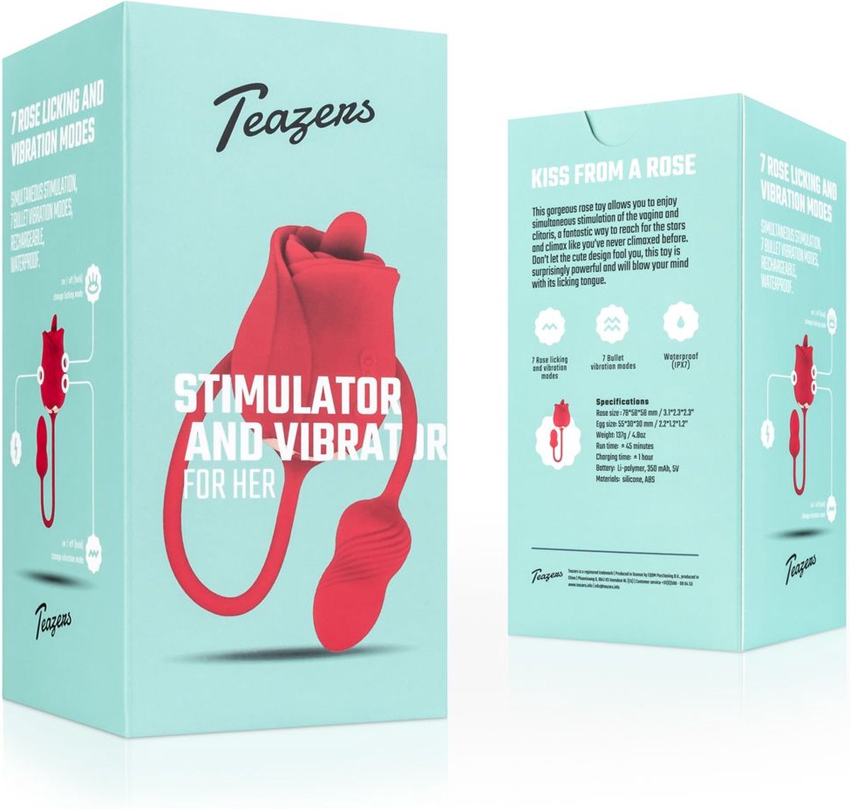 Teazers Rose Vibrator and Clitoris Stimulator - Rood