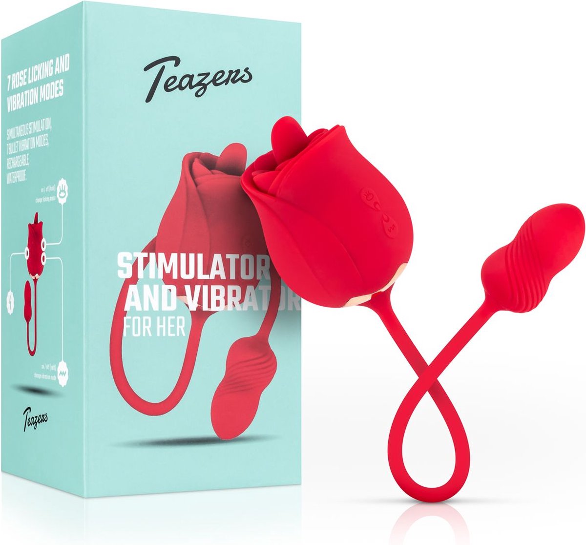 Teazers Rose Vibrator and Clitoris Stimulator - Rood