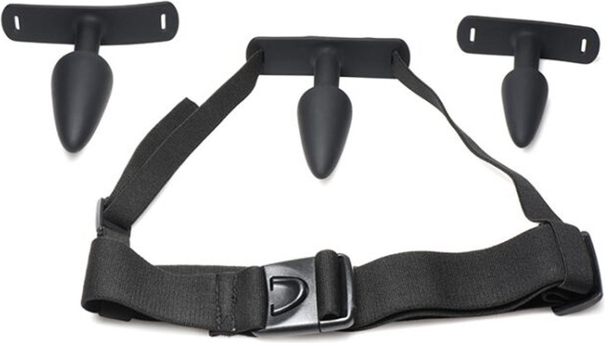 Master Series Bum-Tastic Anaal Plug Set met Harnas - Zwart