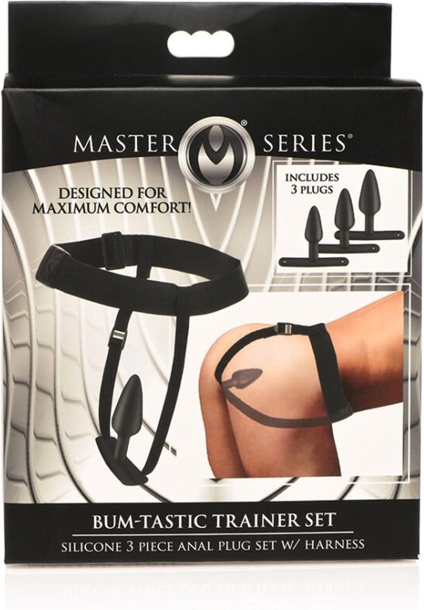 Master Series Bum-Tastic Anaal Plug Set met Harnas - Zwart