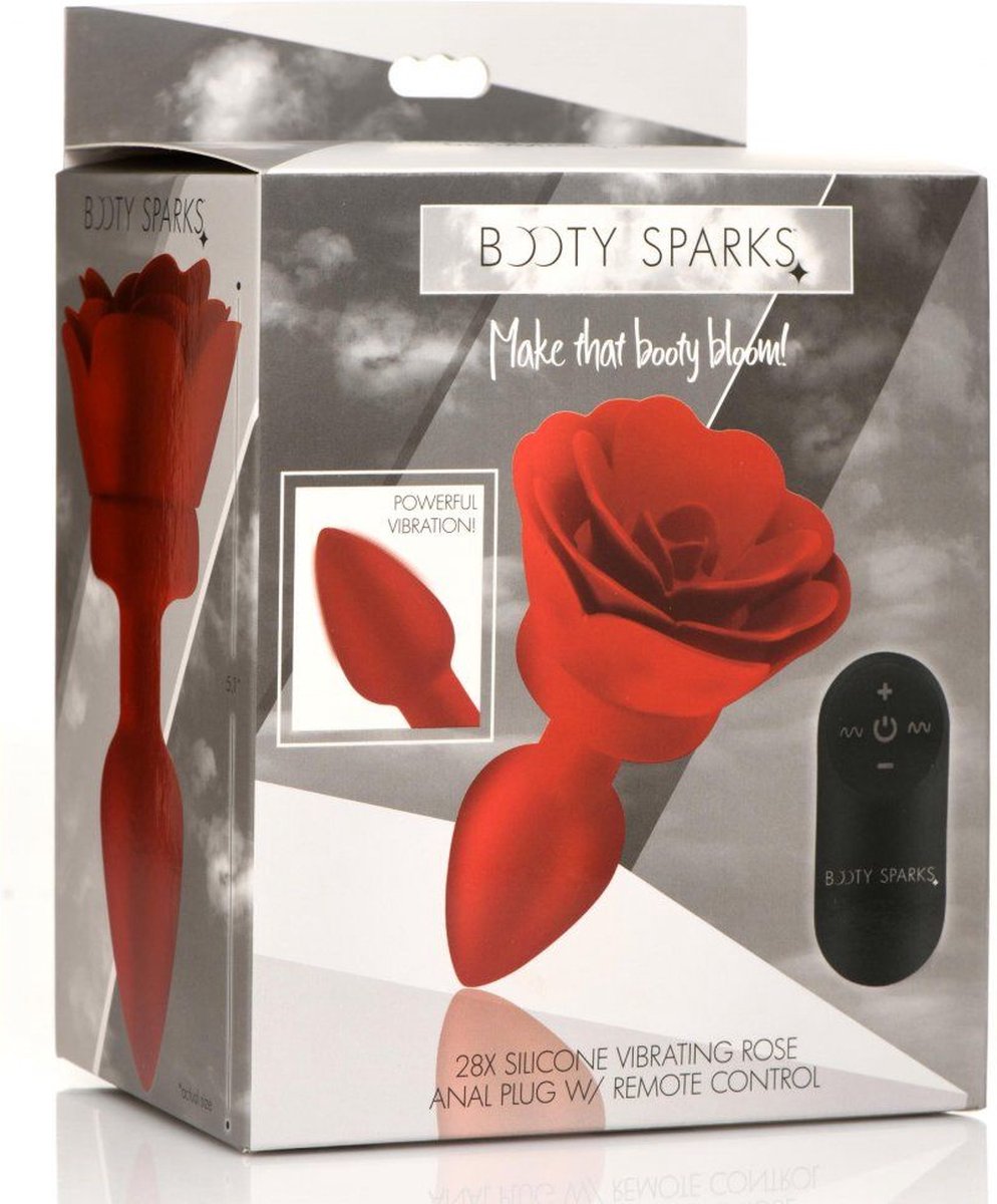 Booty Sparks Vibrerende Rose Anaalplug met Afstandsbediening - Large - Rood
