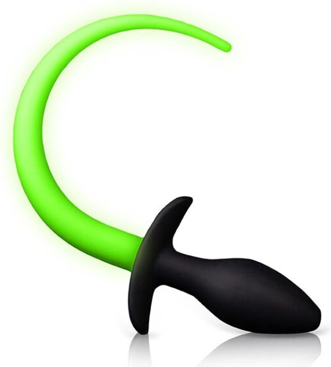 Ouch Puppy Tail Plug Glow in the Dark - Neon Groen/ - Zwart