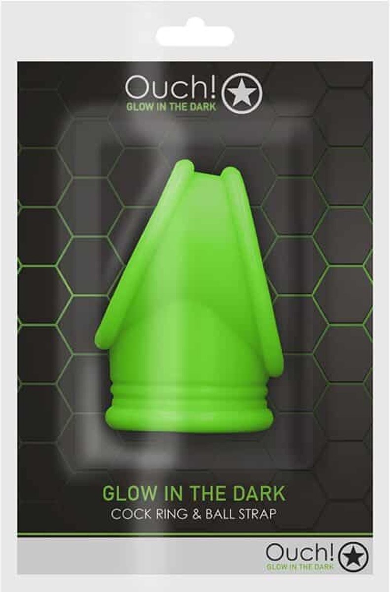 Ouch Cock Ring & Ball Strap - Glow in the Dark - Groen