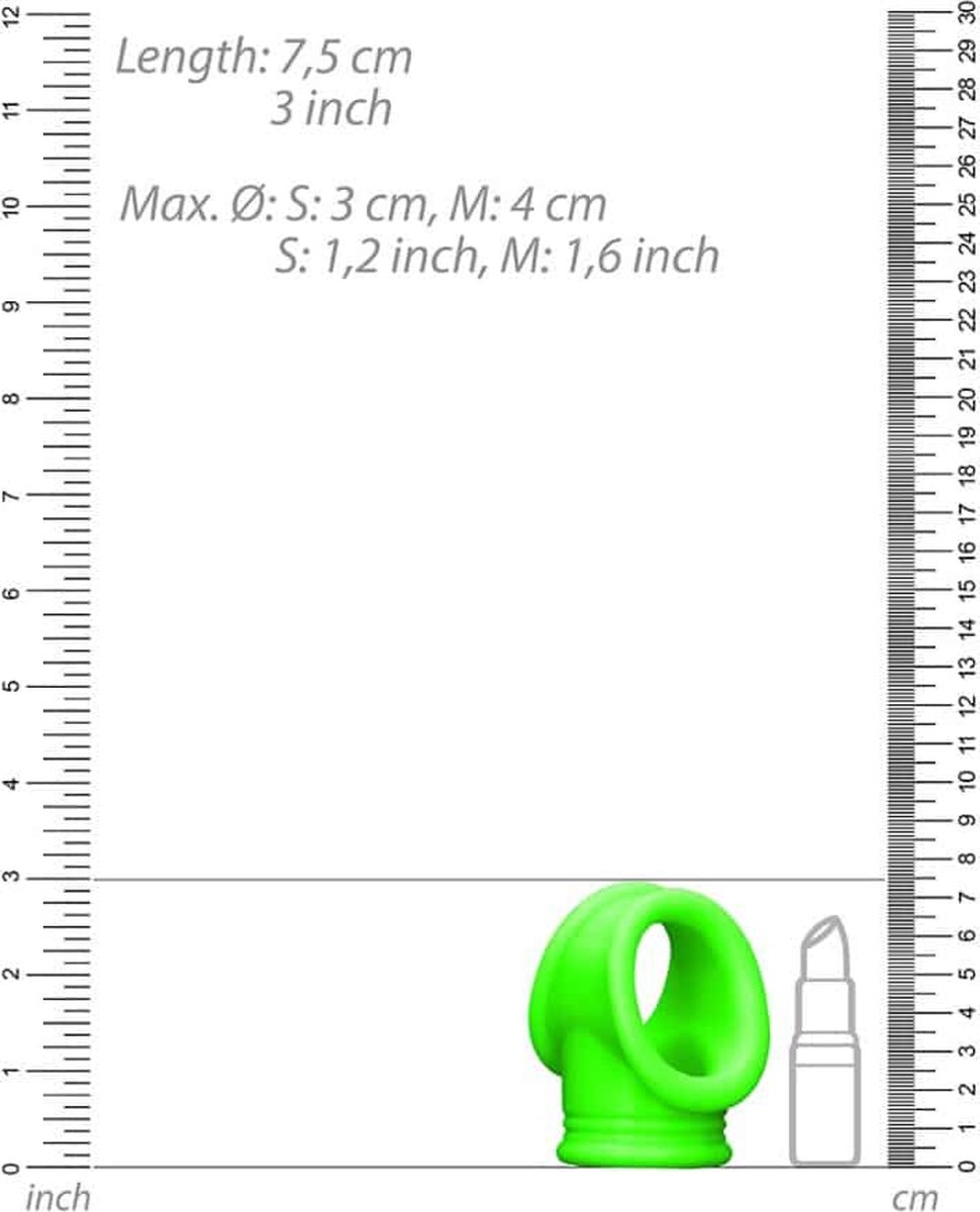 Ouch Cock Ring & Ball Strap - Glow in the Dark - Groen