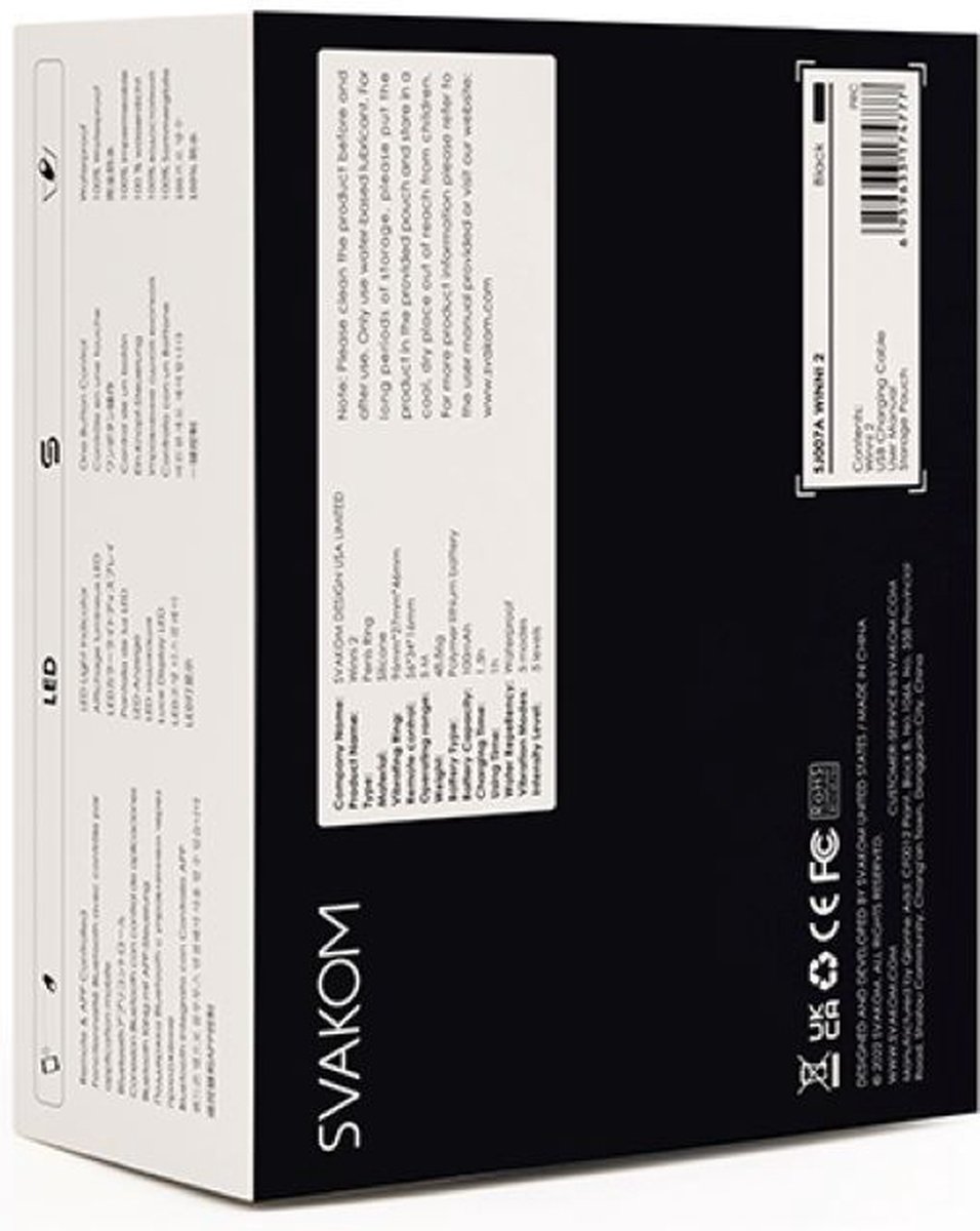 SVAKOM - Winni 2 Penisring met app-bediening - Zwart