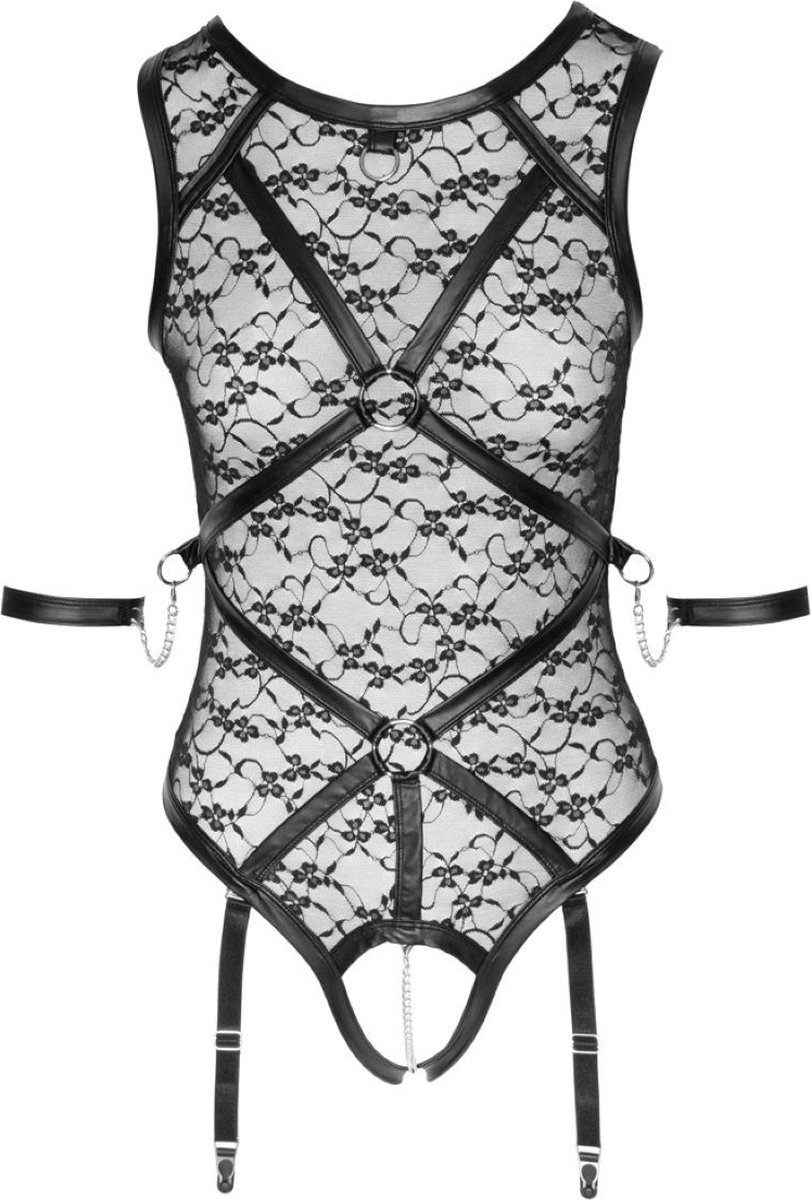 Cottelli Collection Kanten Jarretel Body - Zwart