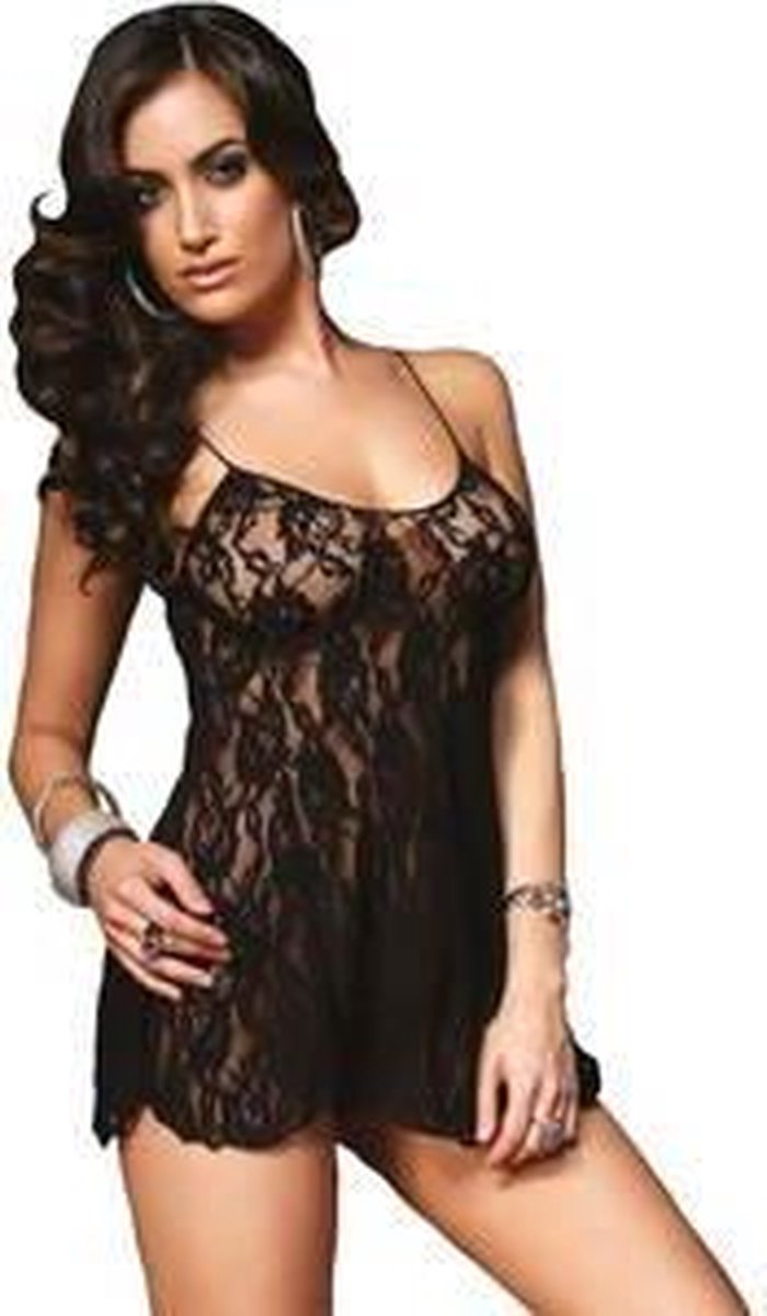 Leg Avenue My Dreams Rose Kanten Babydoll - Zwart