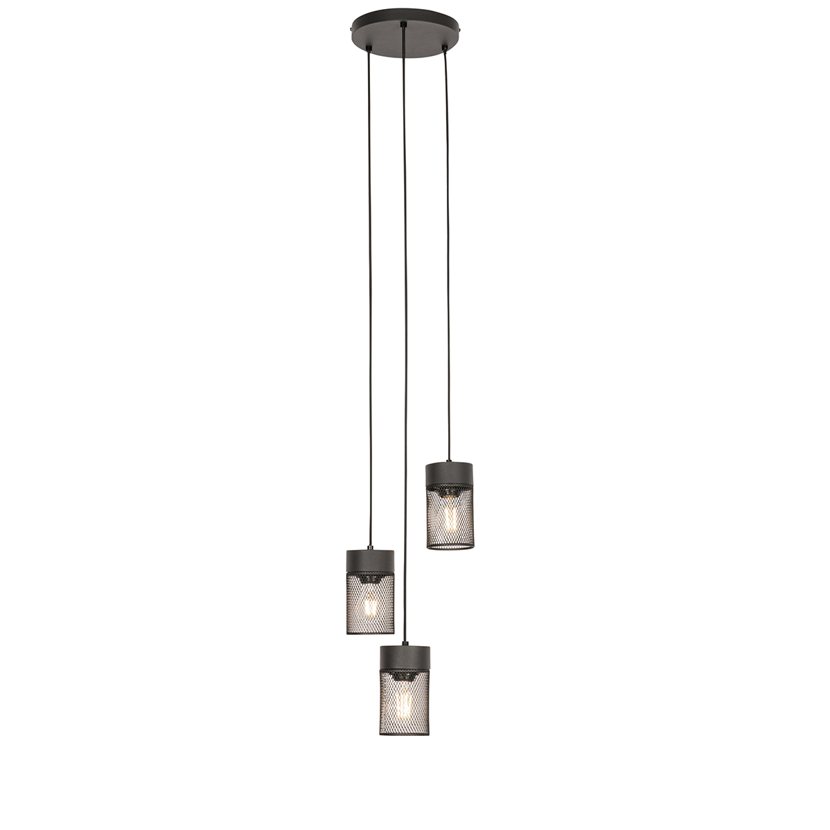 QAZQA Industriële hanglamp 3-lichts - Jim - Zwart