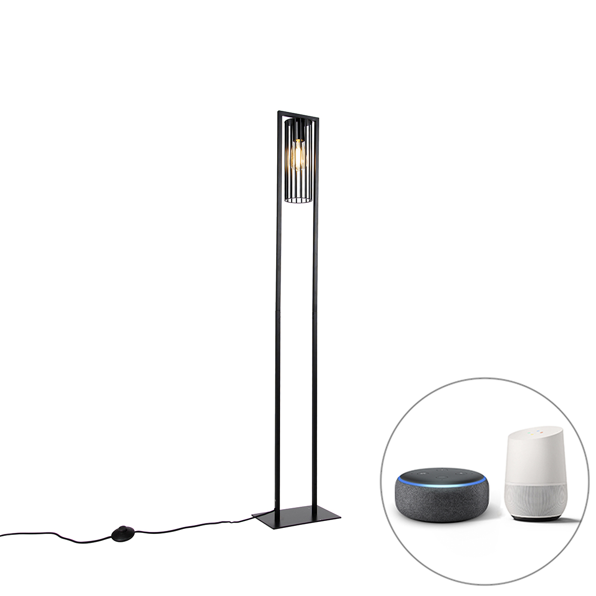 QAZQA Smart moderne vloerlamp incl. Wifi ST64 - Balenco Wazo - Zwart