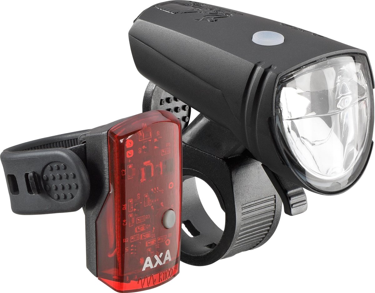 AXA verlichtingsset Greenline USB1 led on/off 15 lux - Zwart