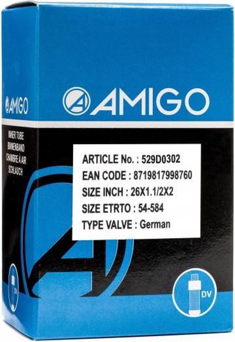 Amigo Binnenband 26 x 1 1/2 x 2 (54-584) DV 45 mm - Zwart