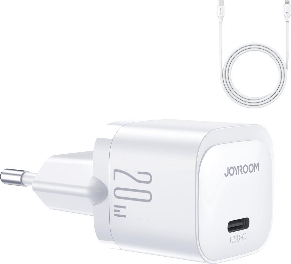 Joyroom 20W mini oplader - USB-C poort - inclusief 1m kabel - wit