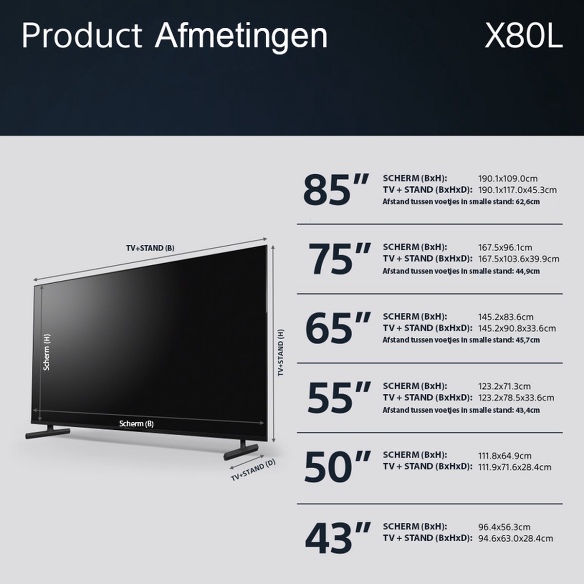 Sony Bravia KD-65X80L 4K TV (2023) - Zwart