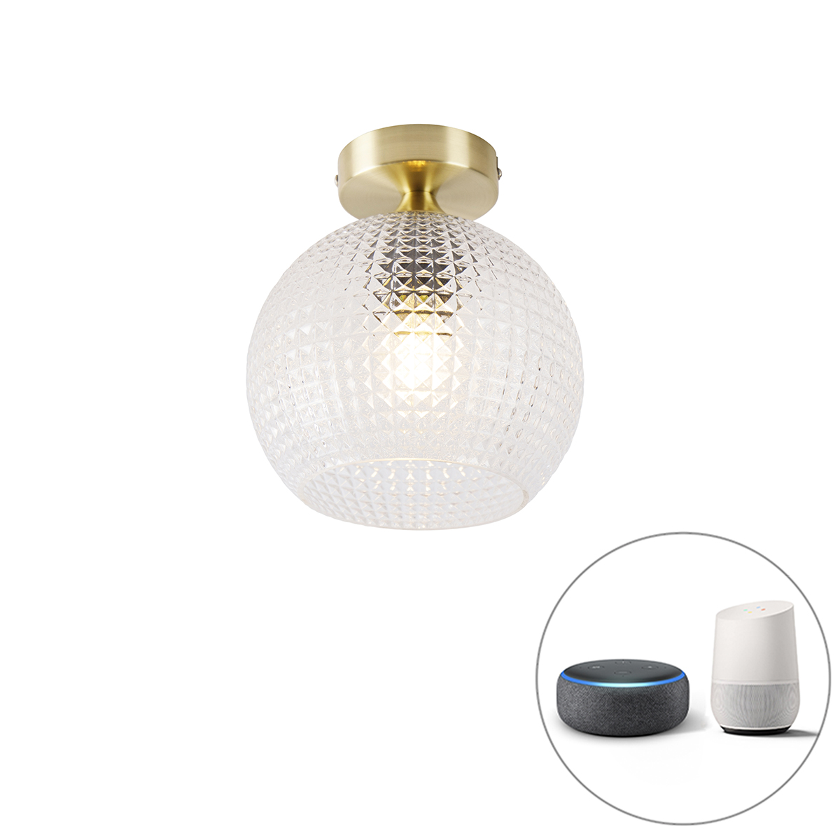 QAZQA Smart Art Deco plafondlamp messing incl. Wifi A60 - Sphere