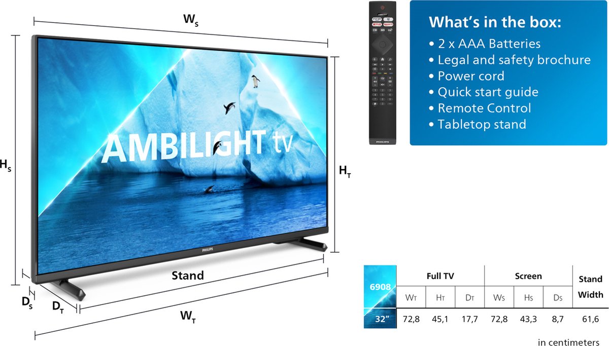 Philips 32PFS6908 Full HD TV (2023) - Zwart