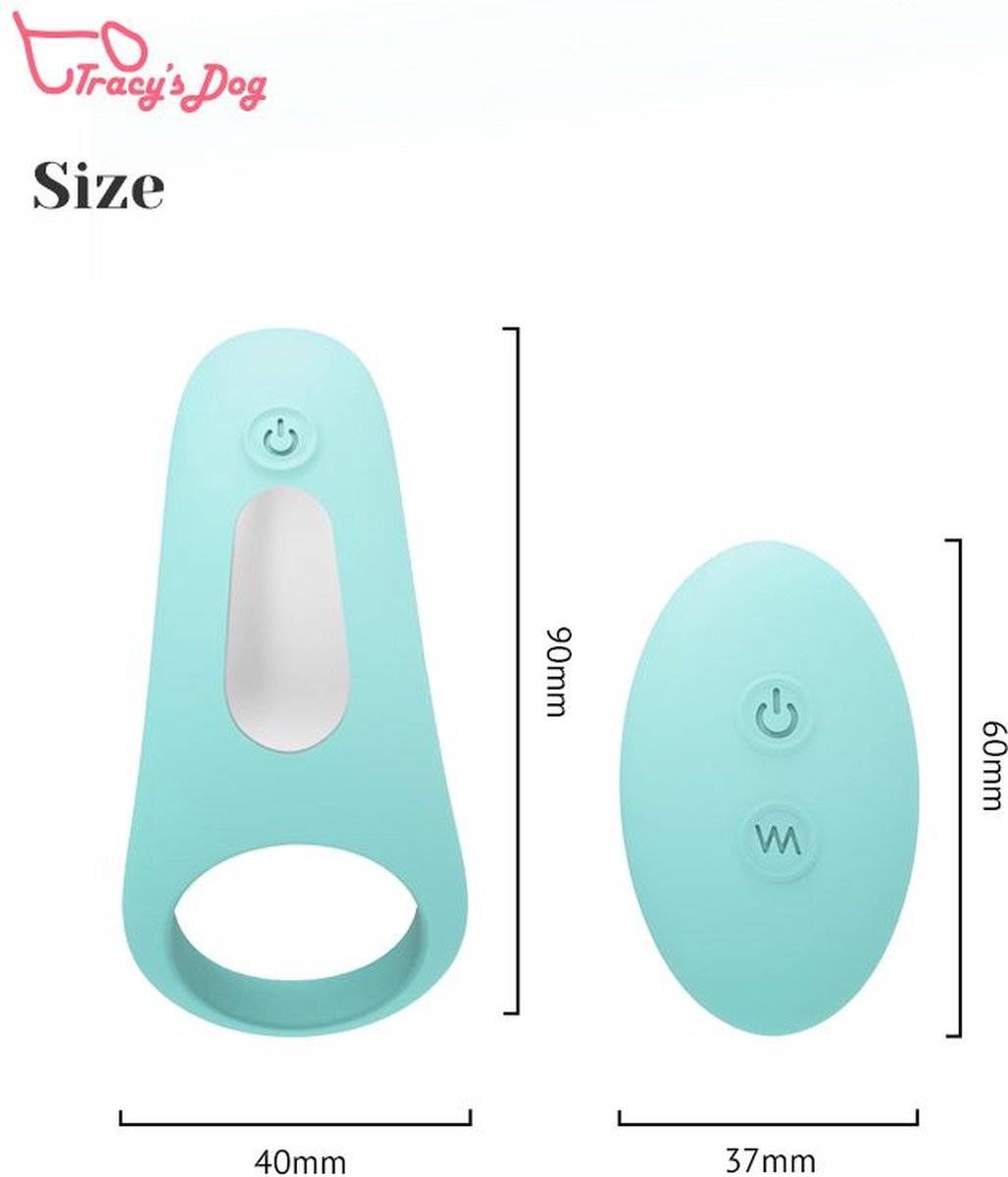 Tracy's Dog - Vibrerende Cock Ring Met Afstandsbediening - Mint - Groen