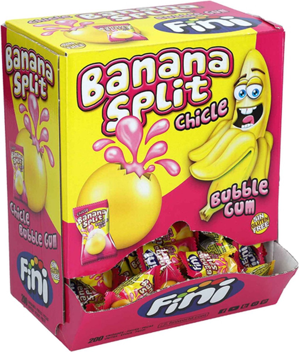 FINI - Banana Split Bubble Gum - 200 stuks