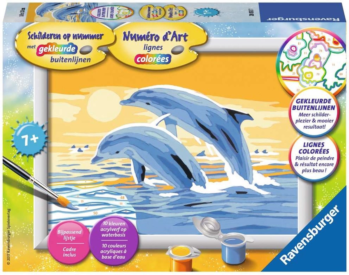 Top1Toys Schilderset Schilderen Op Nummer Springende Dolfijnen