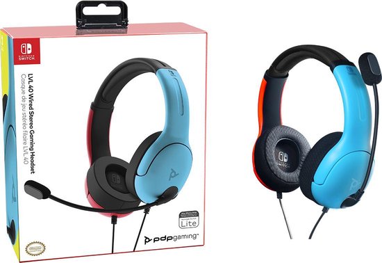 PDP LVL40 Bedrade Stereo Gaming Headset Nintendo Switch Blauw/ - Rood