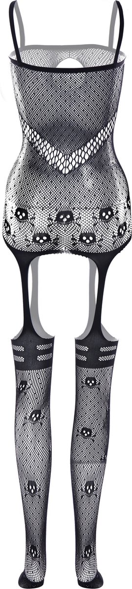 Christine le Duc Catsuit Met Jarretel Design - Zwart