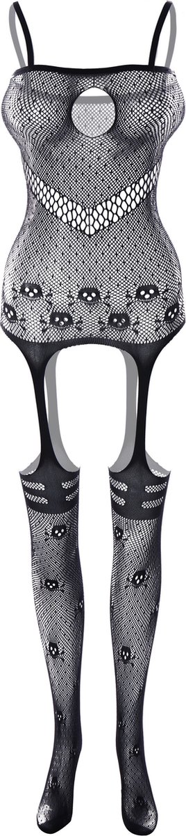Christine le Duc Catsuit Met Jarretel Design - Zwart