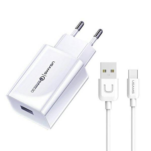 USAMS USB-A naar USB Type-C - 18W Snellader - Kabel en Stekker - 1m