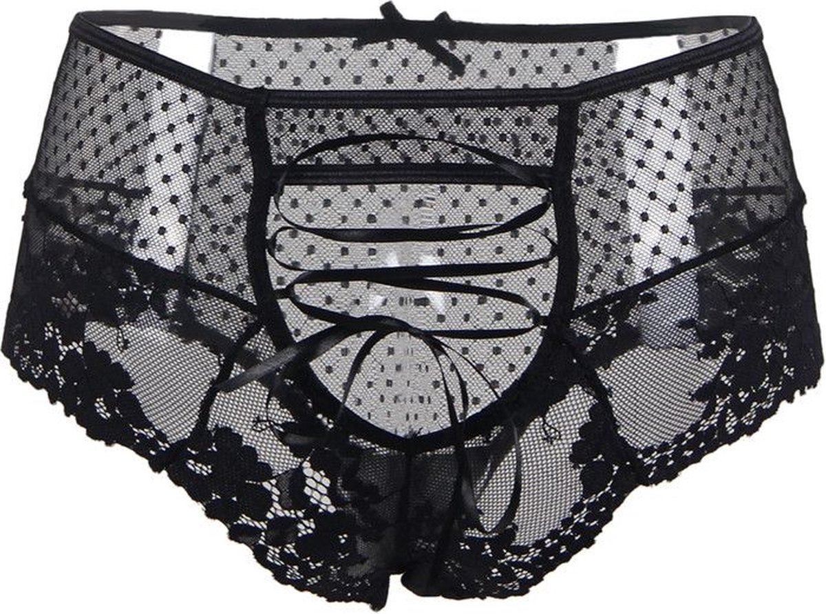 Christine le Duc Luxe Slipje met veters - Zwart