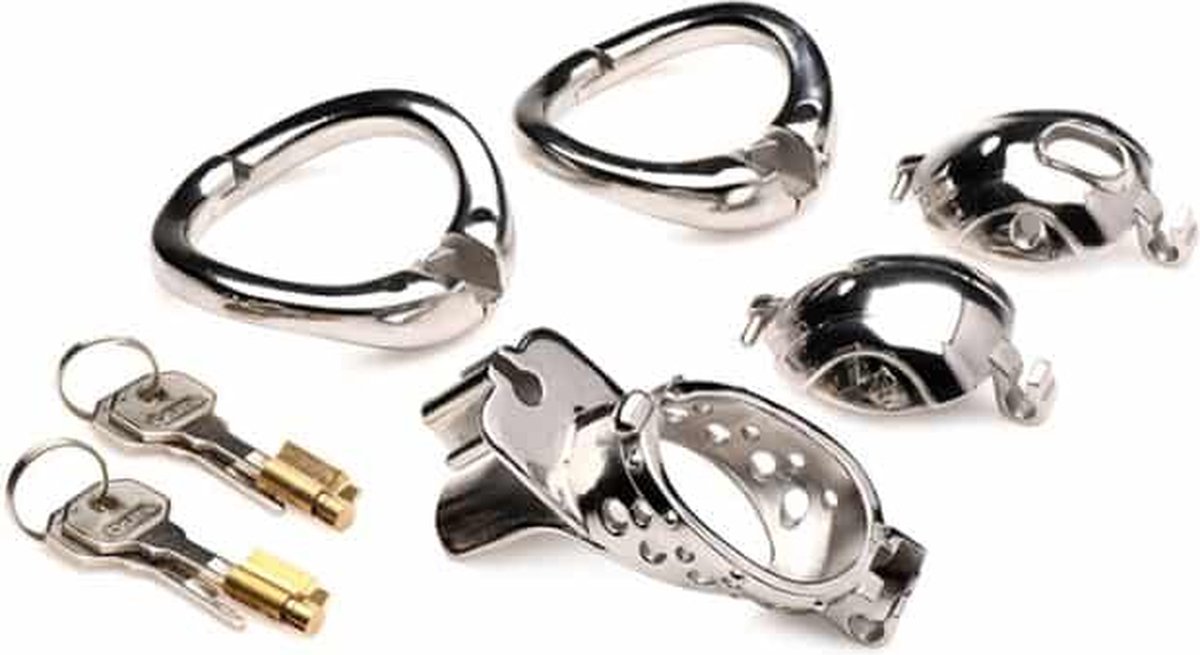 Master Series Entrapment Deluxe Locking Chastity Cage - Silver