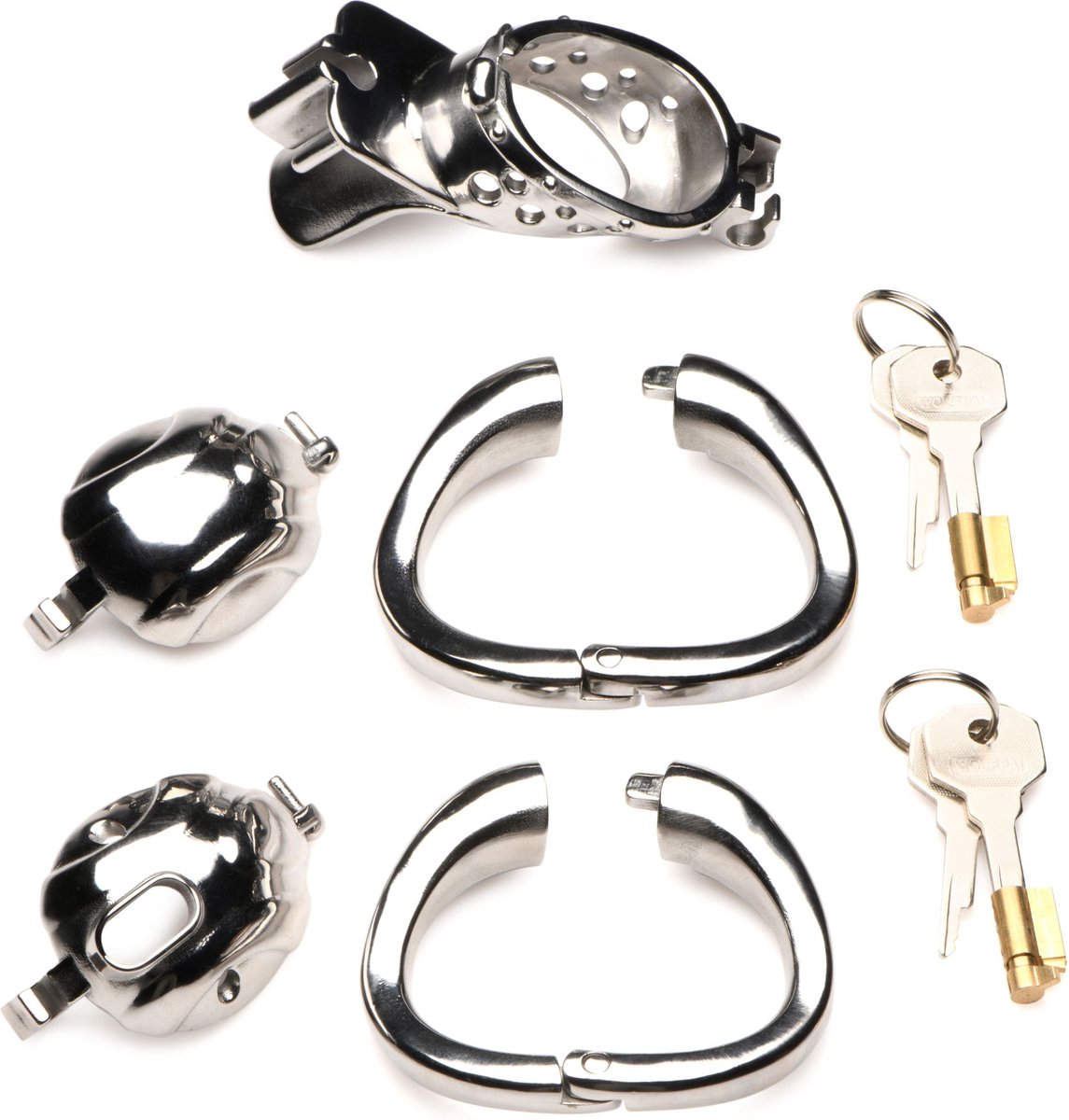 Master Series Entrapment Deluxe Locking Chastity Cage - Silver