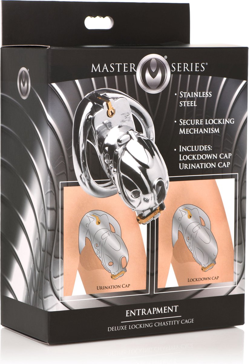 Master Series Entrapment Deluxe Locking Chastity Cage - Silver