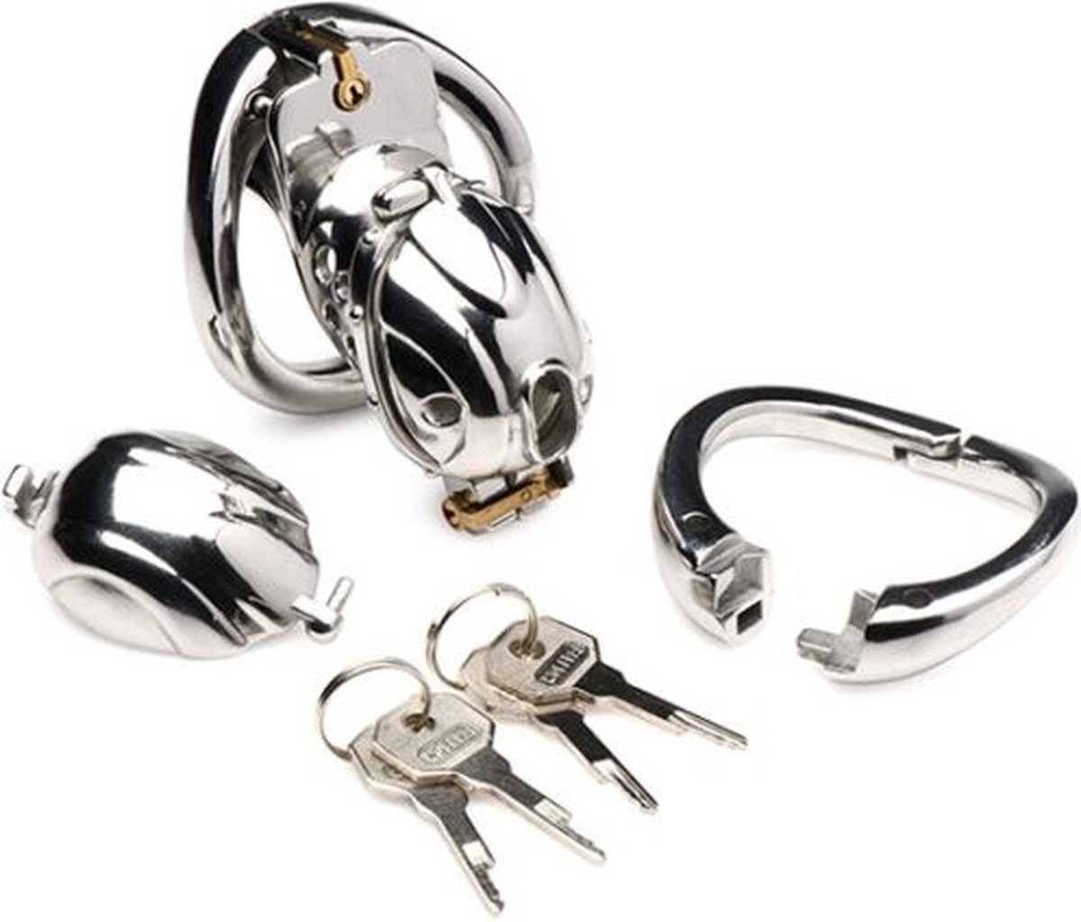 Master Series Entrapment Deluxe Locking Chastity Cage - Silver