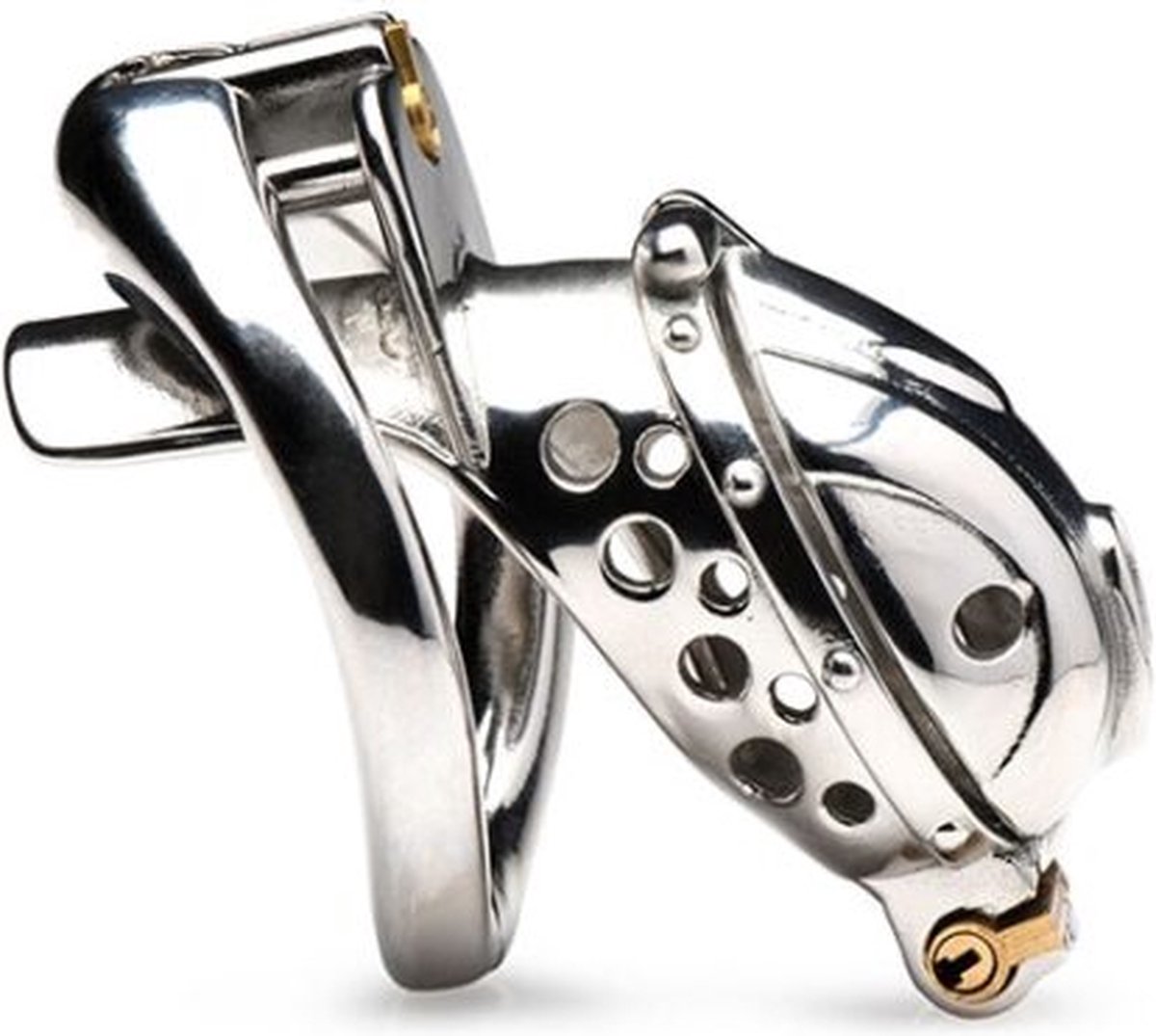 Master Series Entrapment Deluxe Locking Chastity Cage - Silver