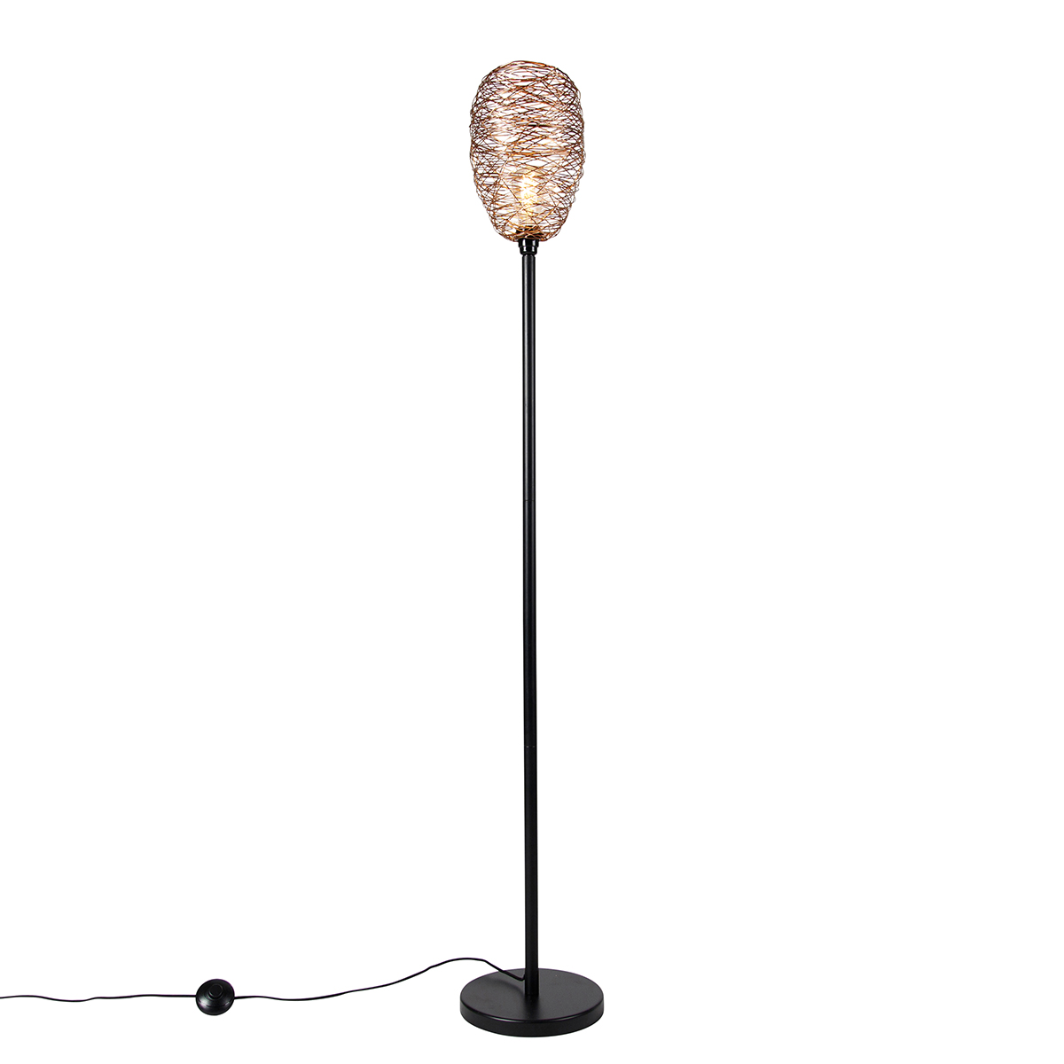 QAZQA Design vloerlamp zwart met koper 30 cm - Sarella