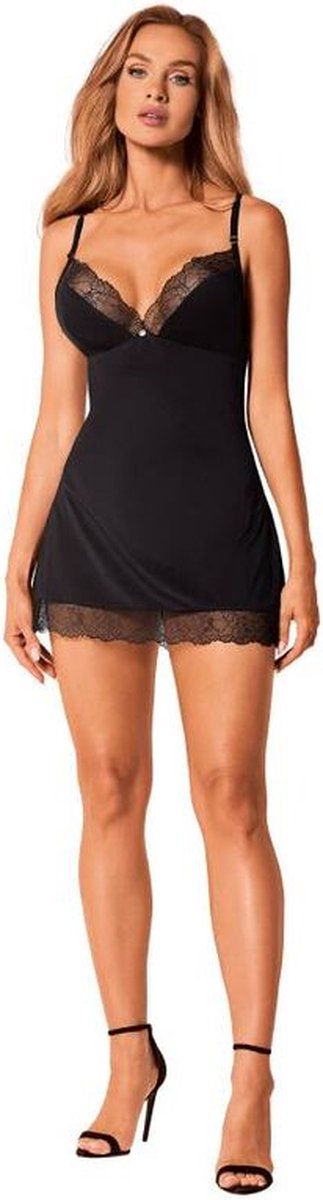 Obsessive Bella Rou - Hemdje & String - Zwart