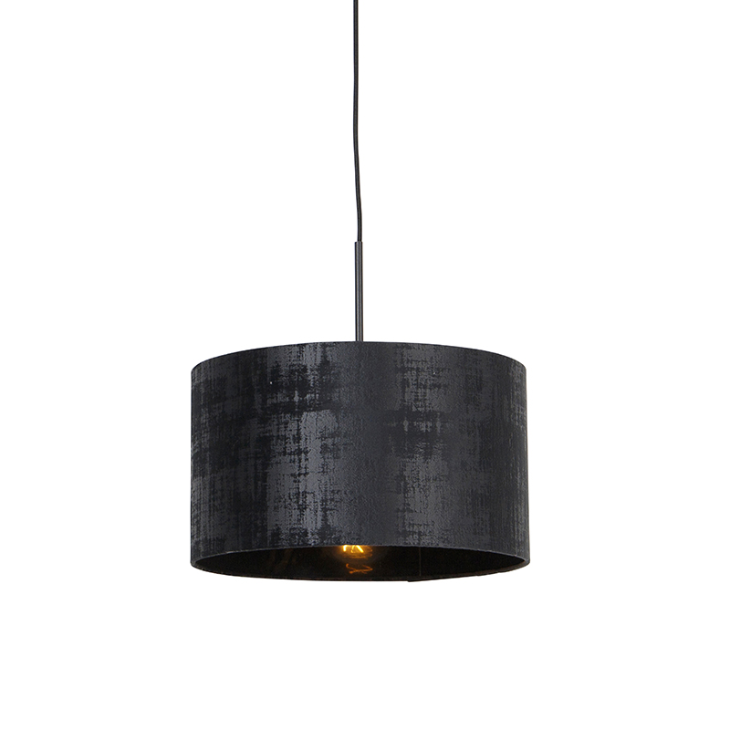 QAZQA Moderne hanglamp met kap 35 cm - Combi - Zwart