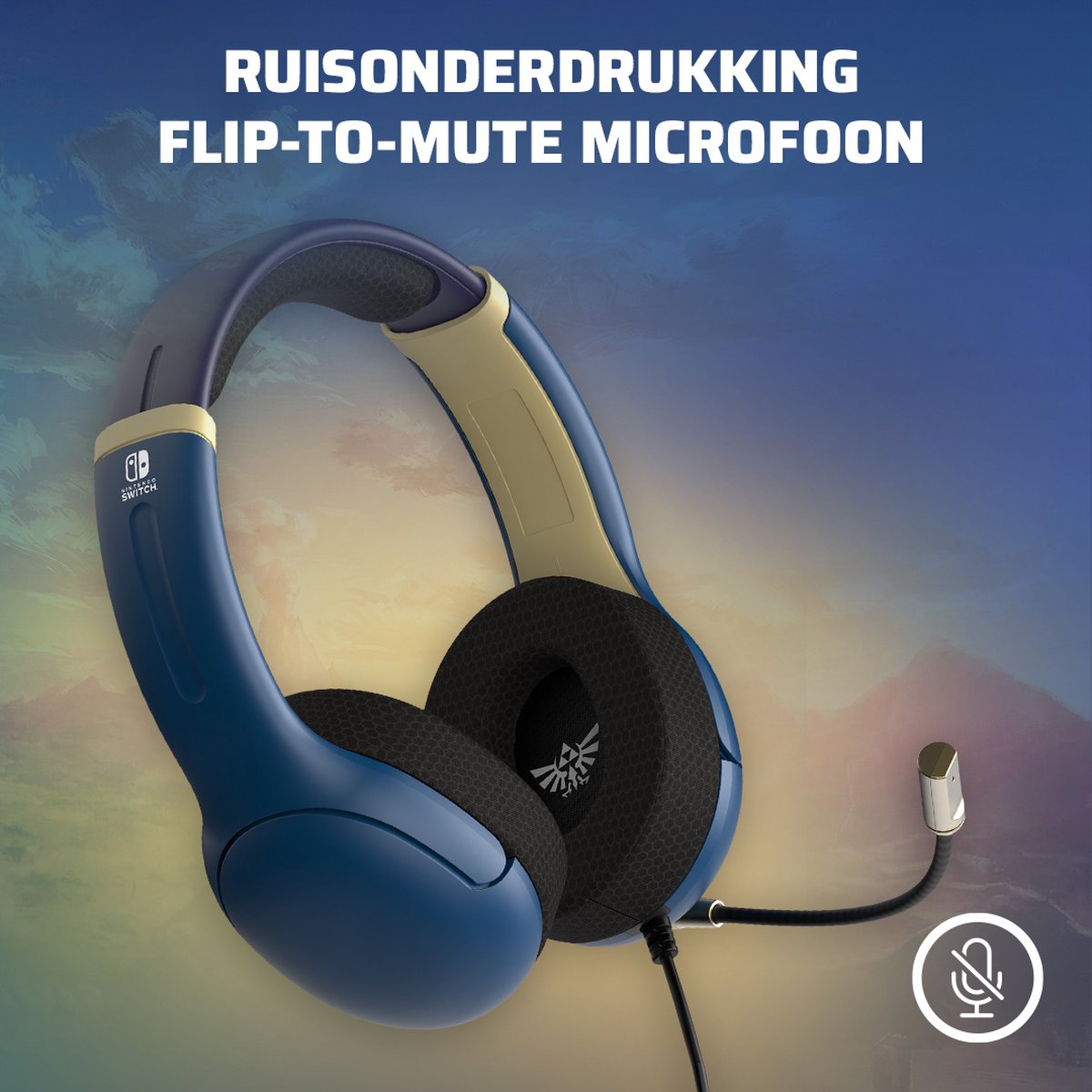 PDP Gaming Airlite Wired Headset - Zelda Hyrule Brave Blue (nintendo Switch)
