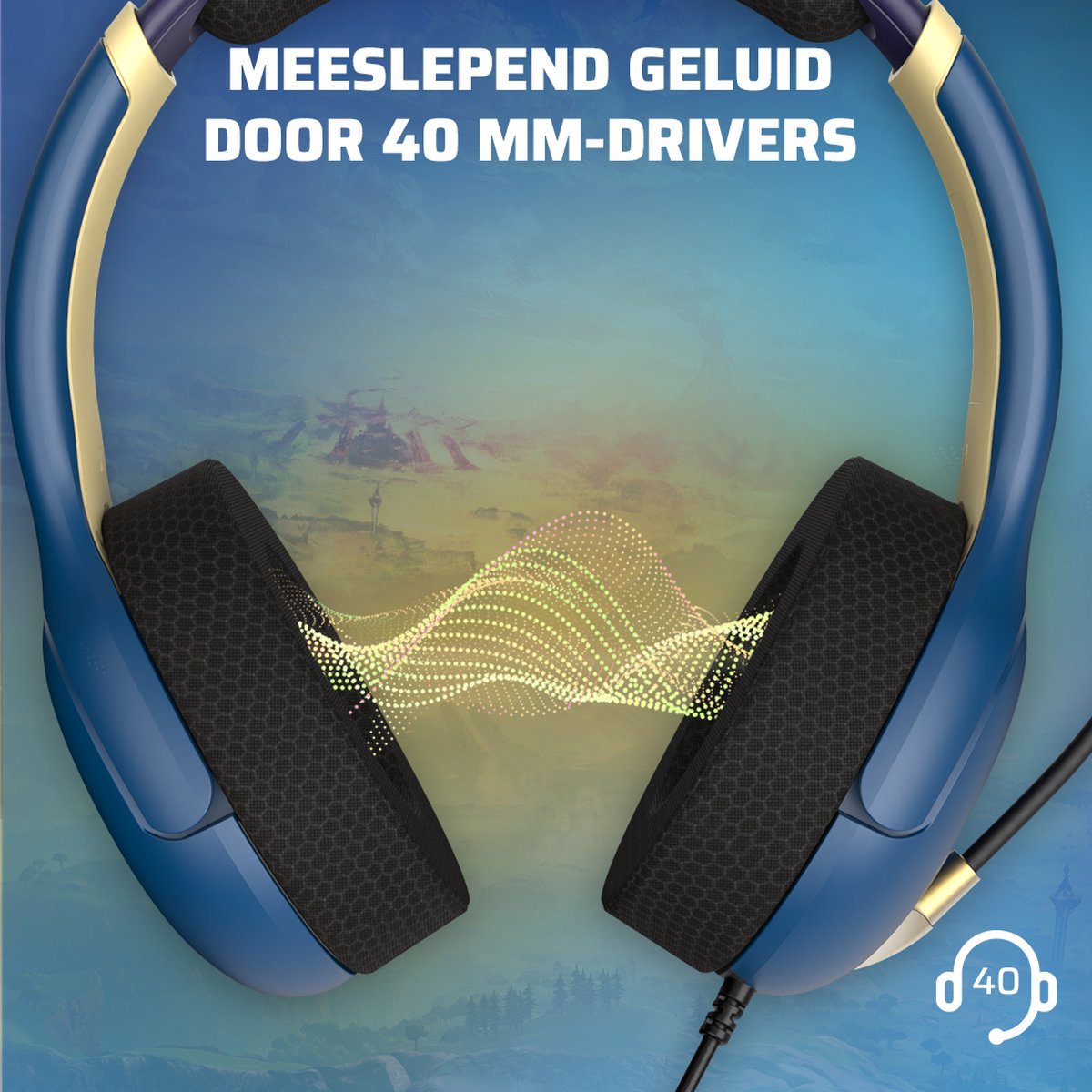 PDP Gaming Airlite Wired Headset - Zelda Hyrule Brave Blue (nintendo Switch)