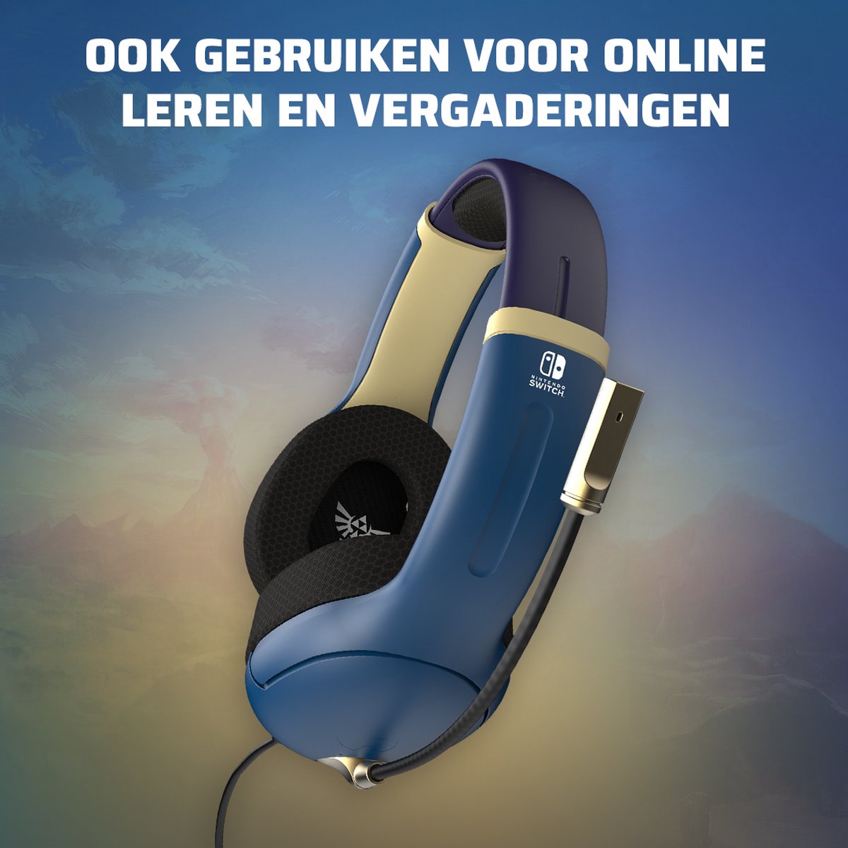 PDP Gaming Airlite Wired Headset - Zelda Hyrule Brave Blue (nintendo Switch)