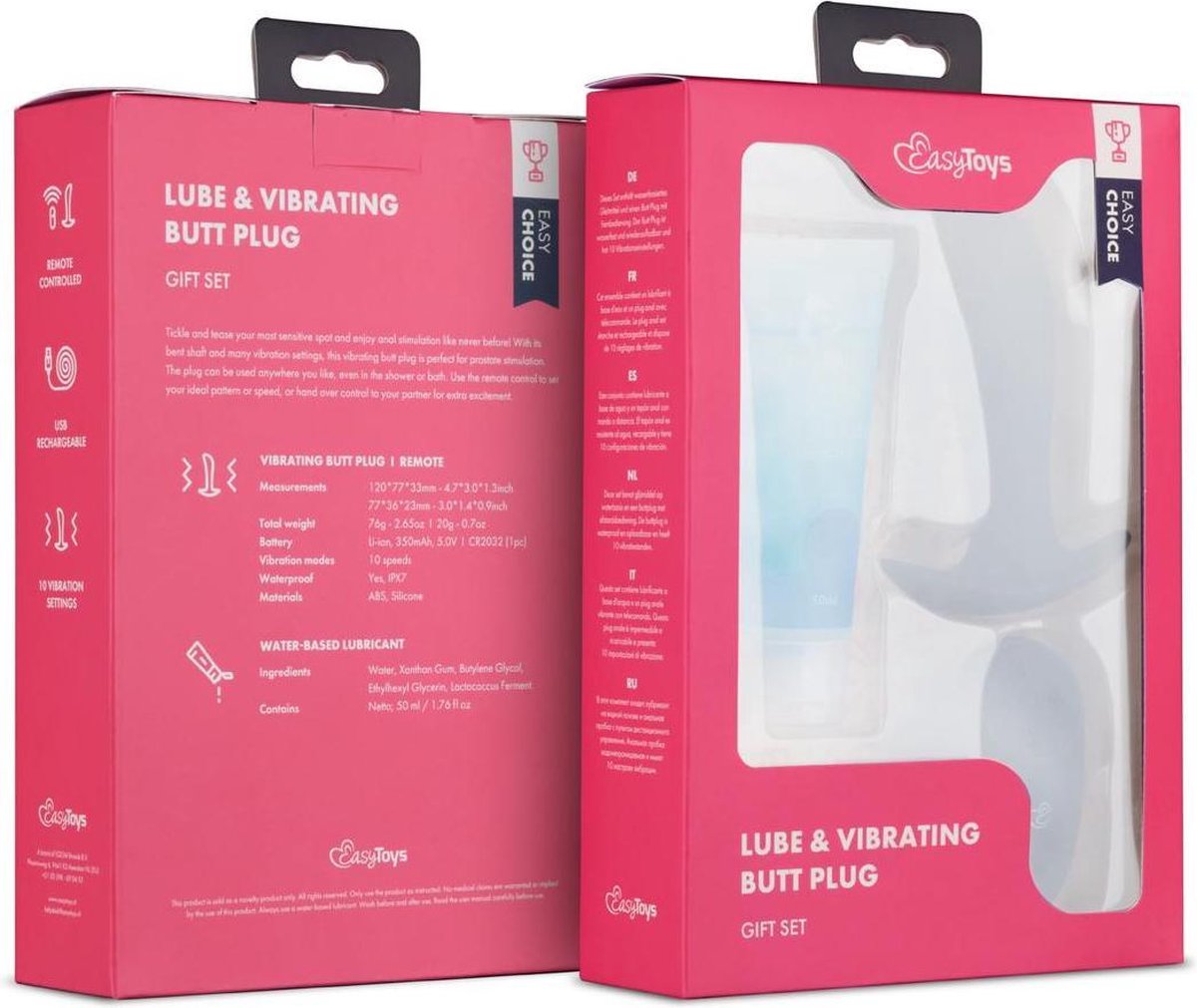 Easy Choice Vibrerende Buttplug & Glijmiddel - Gift Set - Zwart