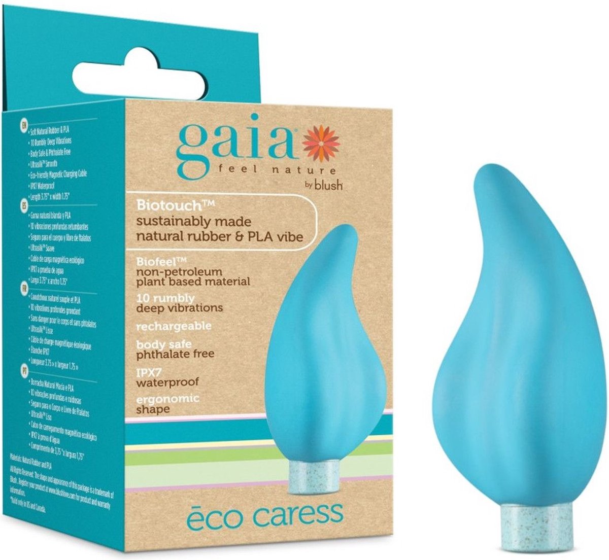 Gaia Eco Caress Vibrator - Aqua - Blauw