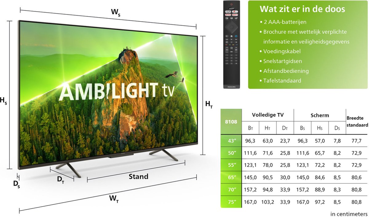 Philips Ambilight 55PUS8108/12 4K LED smart tv (2023) - Zwart