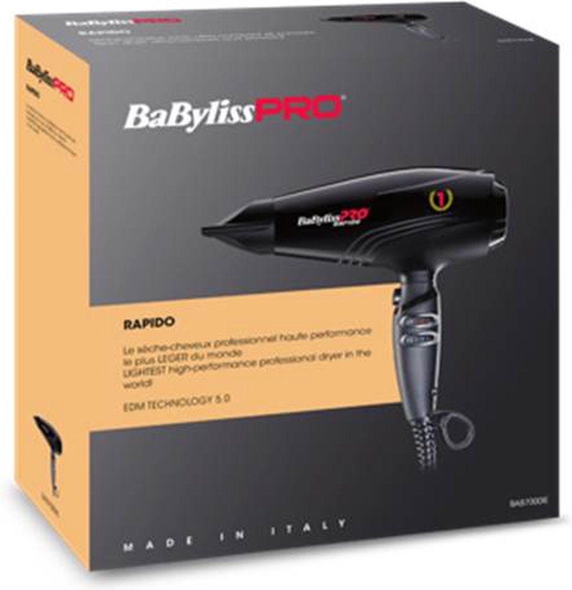 Babyliss PRO Hairdryer Ultra Light Rapido Black 2200 W Rapido Bla - Zwart