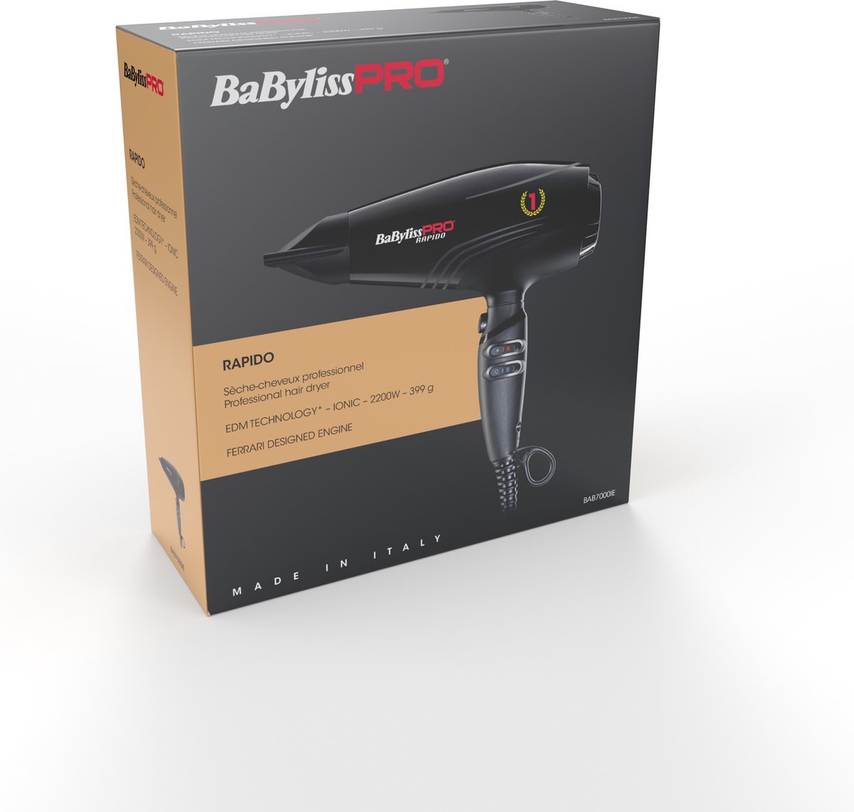 Babyliss PRO Hairdryer Ultra Light Rapido Black 2200 W Rapido Bla - Zwart