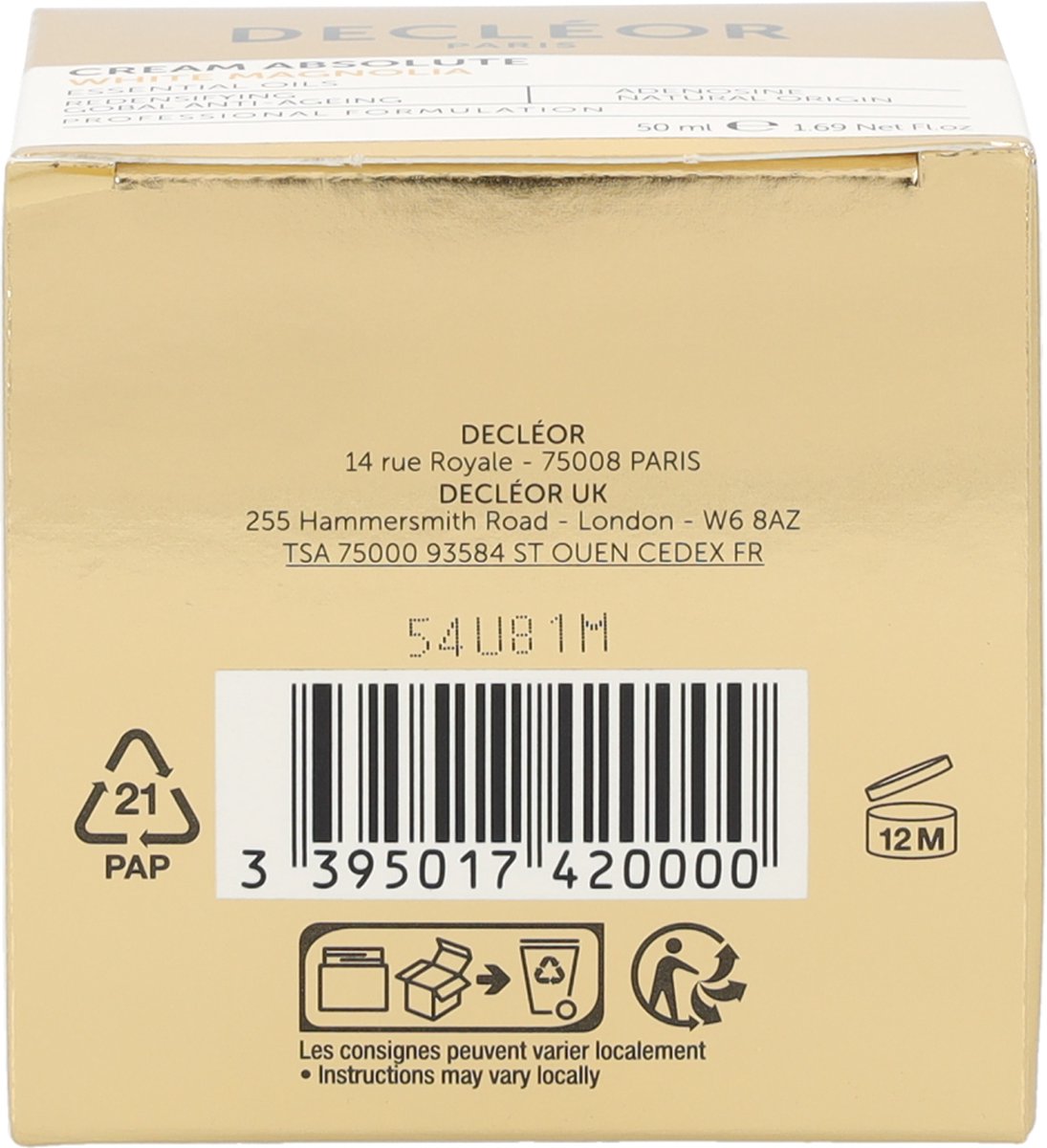 Decléor White Magnolia Cream Absolute 50 ml