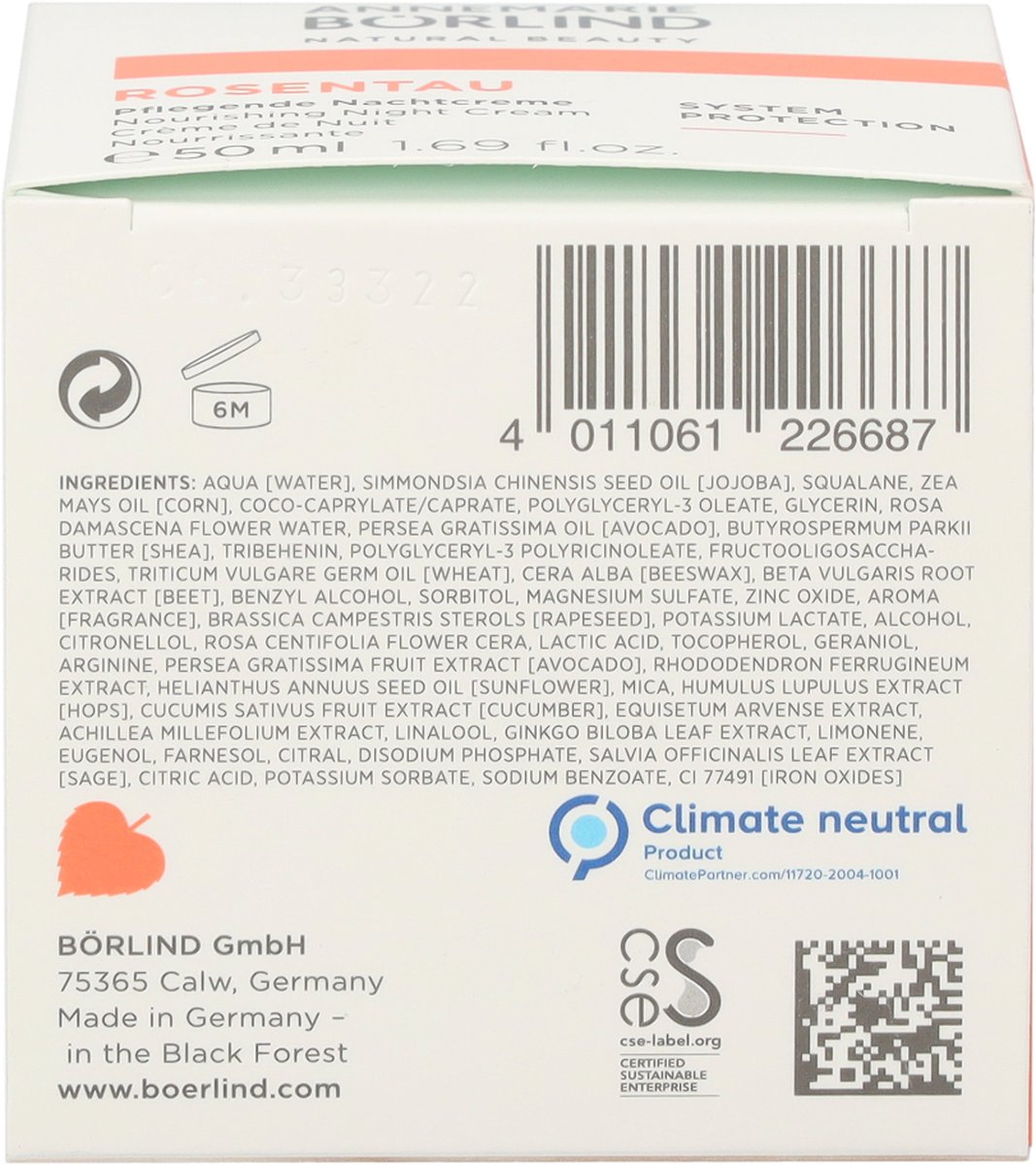 Annemarie Börlind ROSENTAU Nourishing Night Cream 50 ml